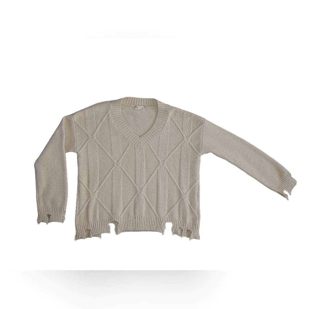Hem & Thread Soft V-Neck Pullover Tunic Sweater